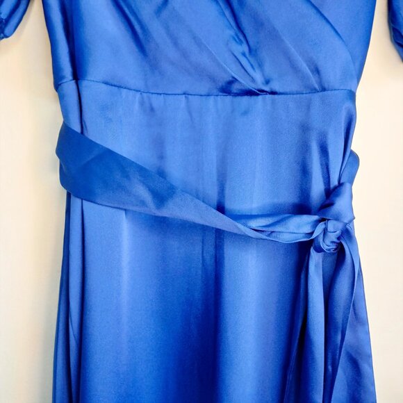 DKNY - faux-wrap dress - puff sleeves - tie waist - blue - Size 8 - NWOT - Picture 6 of 7